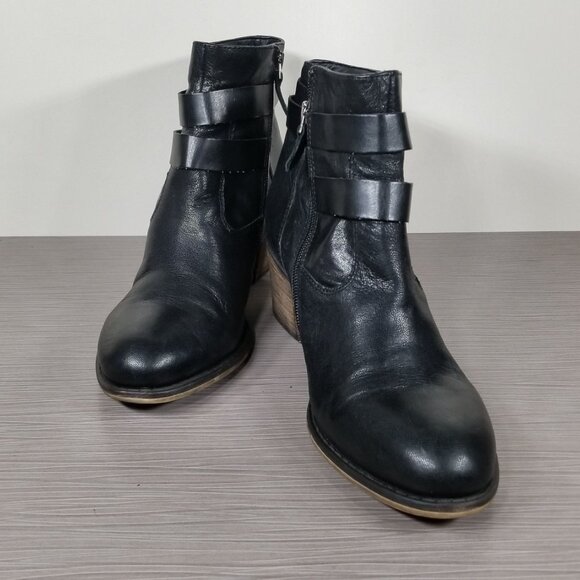 Franco Sarto Linden 2 Block Heel Booties, Black Leather, Womens Size 10 M / 40 - Picture 4 of 12